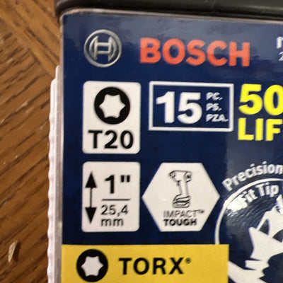 NEW Bosch ITDT20215 T20 TORX BIT 15 PIECE BOX FREE 1ST CLS S&H