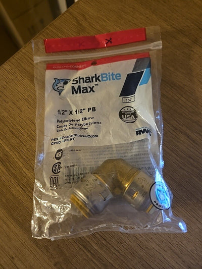 Sharkbite Max 1/2 in. PushtoConnect Brass 90-Degree Polybutylene Conversion 200